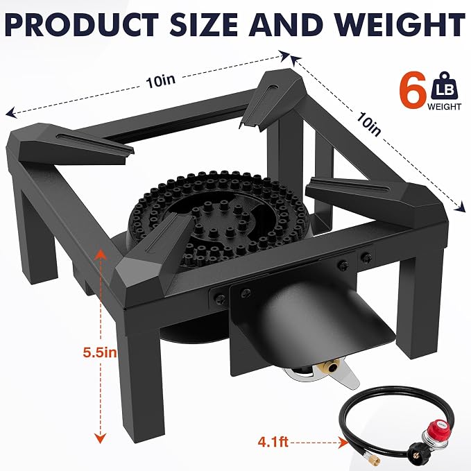 Llamaviva Propane Burner, High Pressure 100, 000 BTUs Single Gas Stove - Image 2