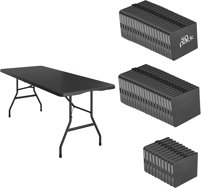 50 Pack of 6 Foot Foldable Table by VISTACASA