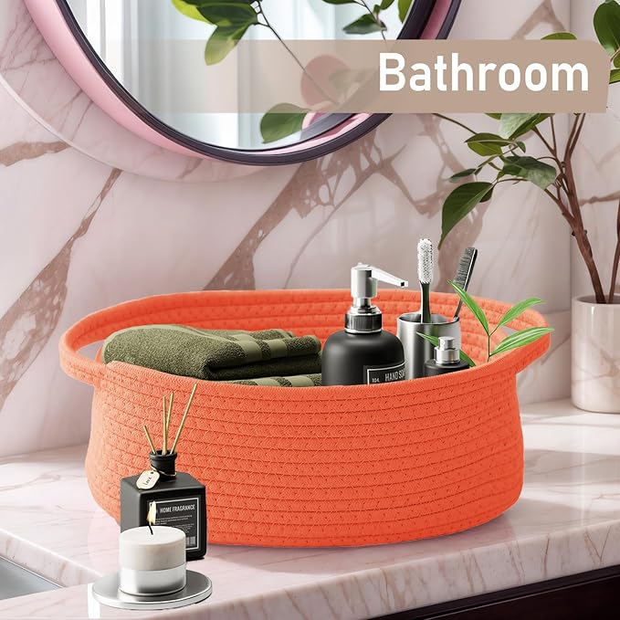 Woven Basket, Small Rope Storage Bin - Image 8