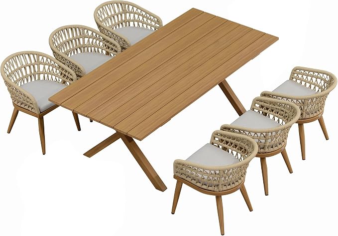 PURPLE LEAF Outdoor Patio Dining Sets All-Weather PE Rattan Patio Furniture Set by PURPLELEAF