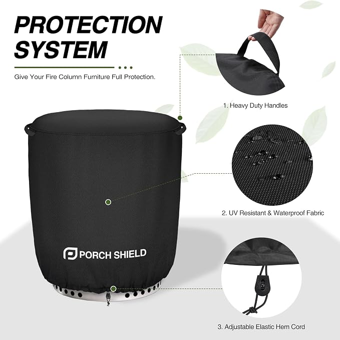 Porch Shield Fade Resistant Round Patio Fire Column Cover 24 inch Waterproof - Image 4