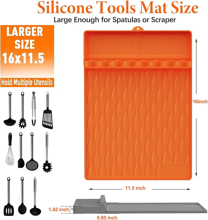 2-Pack Silicone Griddle Mat for Blackstone – Heat-Resistant Utensil Holder - Image 2