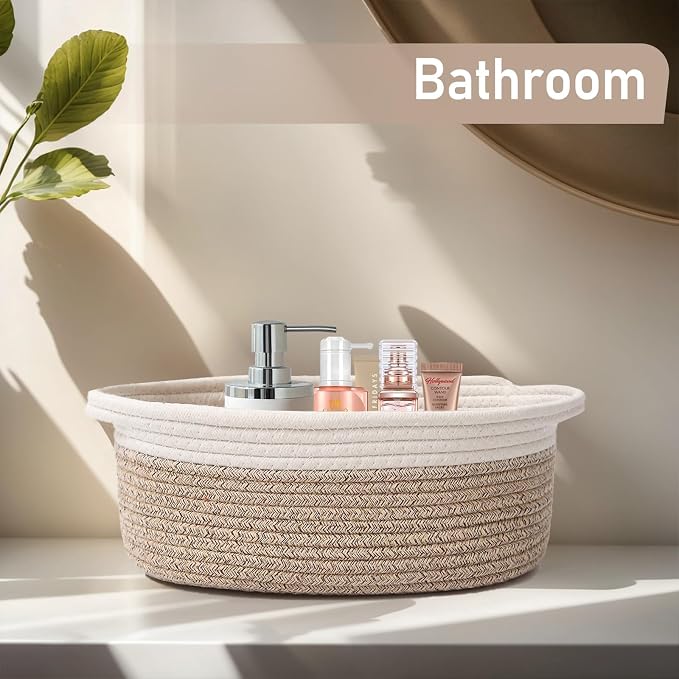 Woven Basket, Small Rope Storage Bin - Image 8