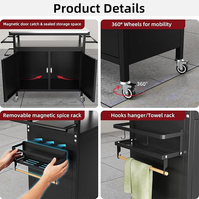 Outdoor Grill Cart Bar Cart - Image 4