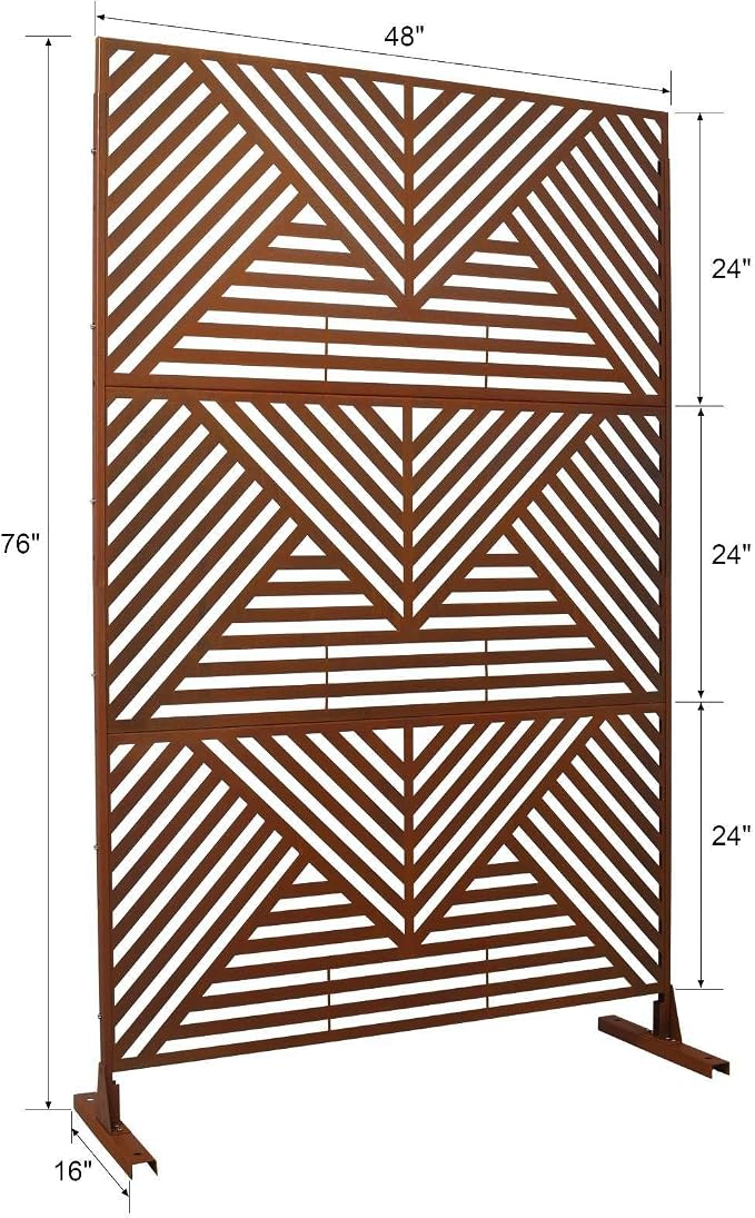 Outdoor Privacy Screen with Geometric Design – Metal Decorative Panel, - Image 5