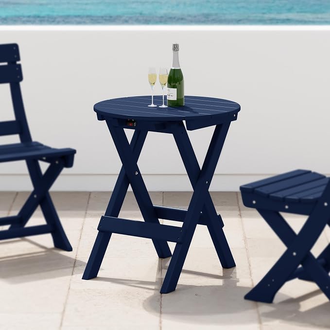 Costaelm Paradise HDPE Outdoor 24.5 Inch Round Portable Folding Patio Dining - Image 2