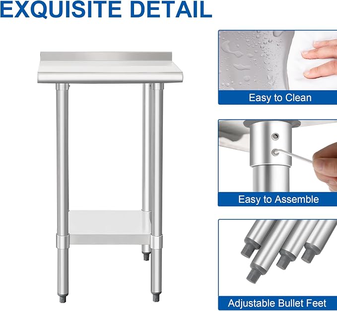 HARDURA Stainless Steel Commercial Work Table Prep Work Metal Table 14×24 Inches - Image 5