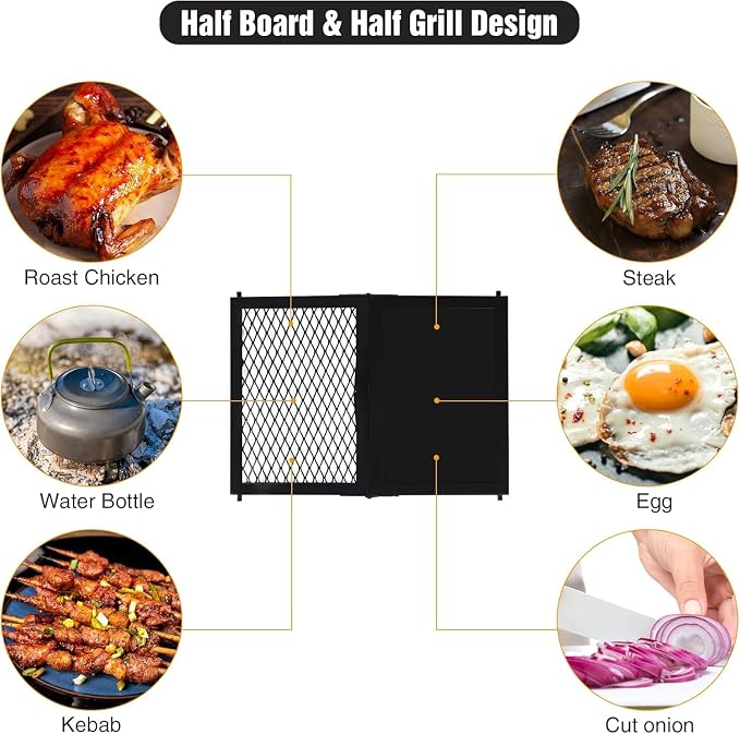 Folding Campfire Grill Grate, Portable Heavy Duty Steel Mesh Over Fire Camp - Image 8