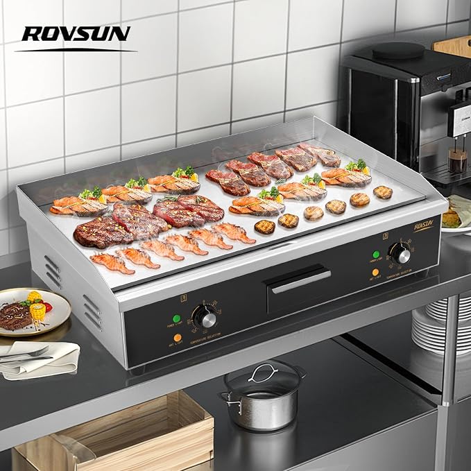 ROVSUN 30" Electric Countertop Flat Top Griddle, 3000W Electric Griddle - Image 9