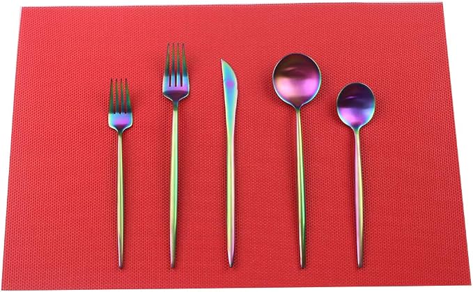 Gugrida Placemats Set of 6 Solid Red Placemat - Image 7