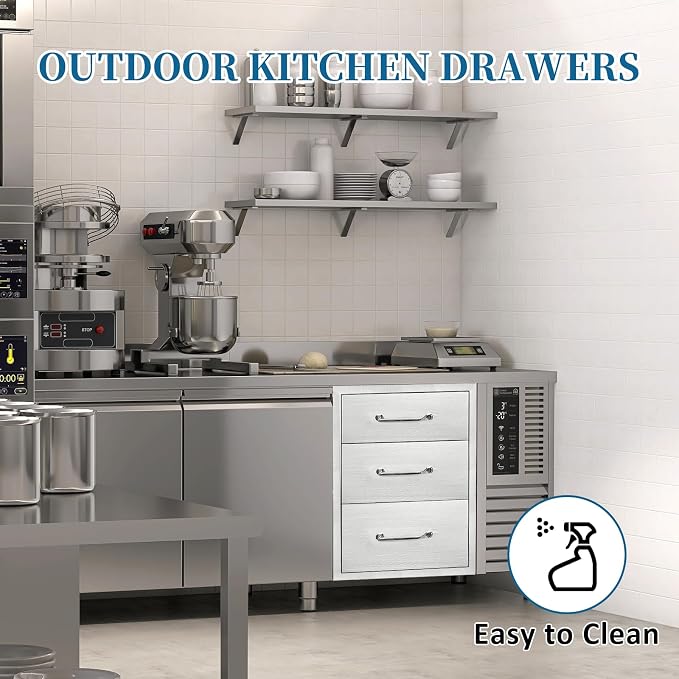Outdoor Kitchen Drawers 14" Wx21 Hx21 D Flush Mount Access 3-Drawer BBQ - Image 5