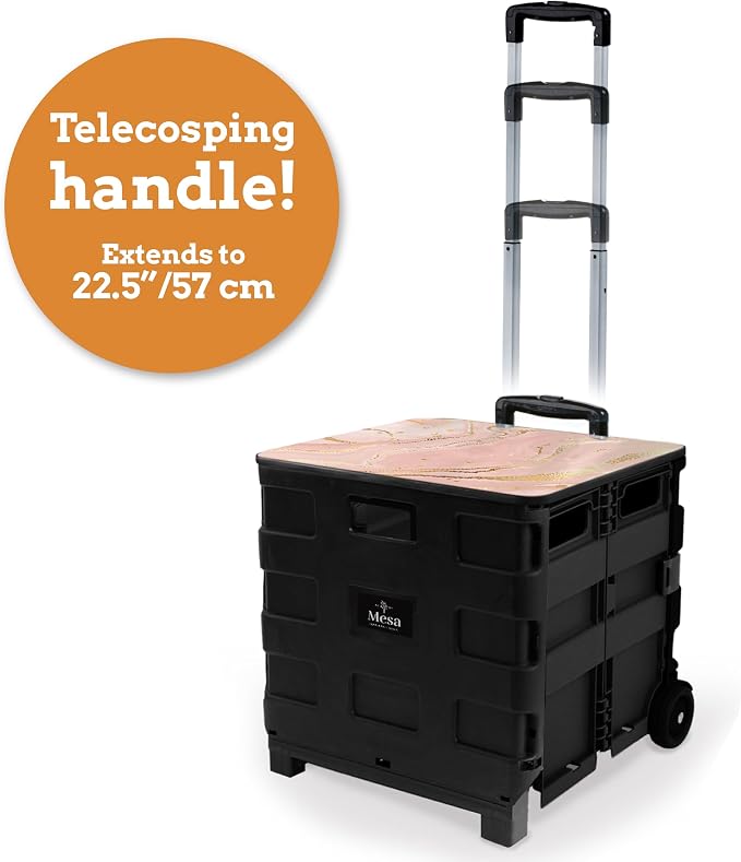 Inspired Living Collapsible Ultra-Slim Pack-N-Roll, 2 Wheel Utility Cart w/Lid - Image 4