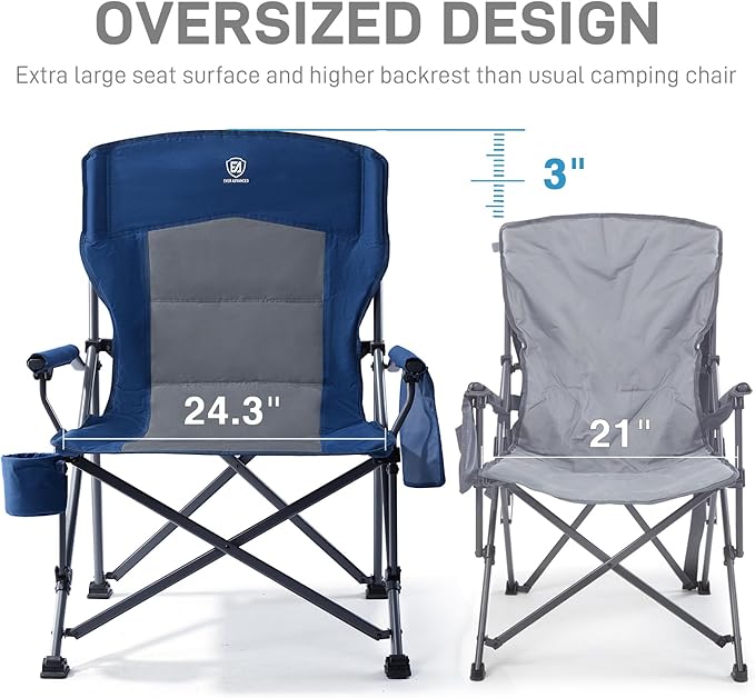 Camping Chair with Steel Frame, Cup Holder and Mesh Pocket, Blue
