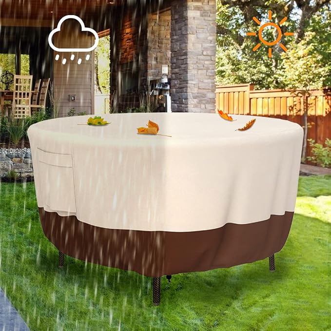 Patio Furniture Covers, Heavy Duty Round Patio Table Cover Outdoor Dining & - Image 6
