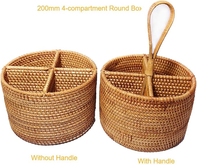 i-lan Natural Rattan 4 Compartments Storage Holder Cosmetics Organizer Utensil - Image 5