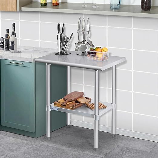 Hally Stainless Steel Table for Prep & Work 24 x 30 Inches, NSF Commercial - Image 2
