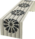 Retro Windmill Table Runner, Rustic Farmhouse Wood Grain Country Style Print by JanJCurt
