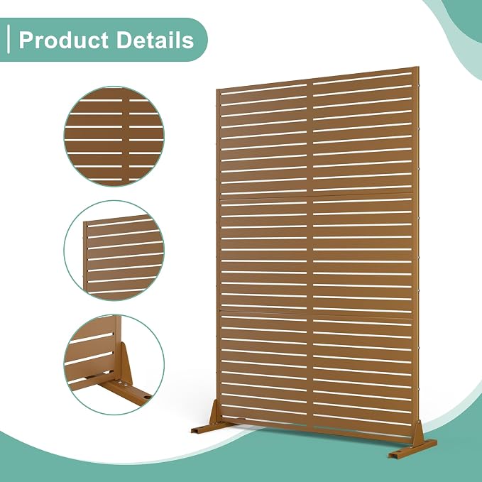 Metal Privacy Screen for Outdoor & Indoor Use, Free Standing Privacy Screen for - Image 4