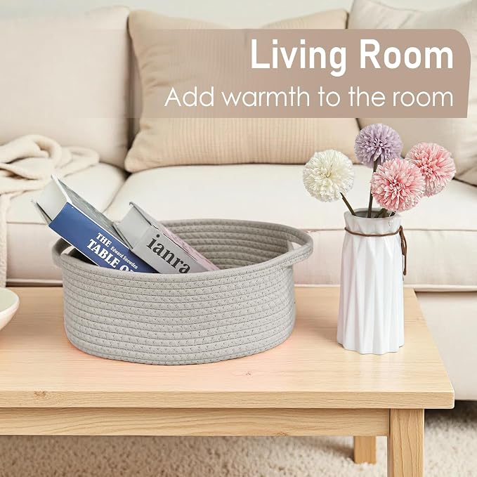 Woven Basket, Small Rope Storage Bin - Image 7