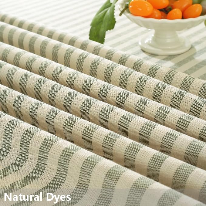 TruDelve Round Tablecloth 70 Inch Olive Green Striped Cloth Tablecloths Spring - Image 3