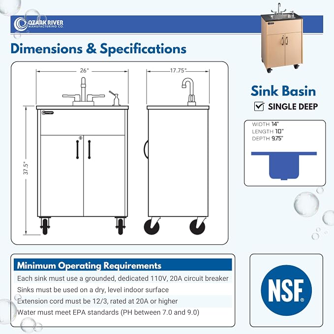 Ozark River Portable Sinks Premier 1D, Deep Stainless Sink Basin-Laminate - Image 3