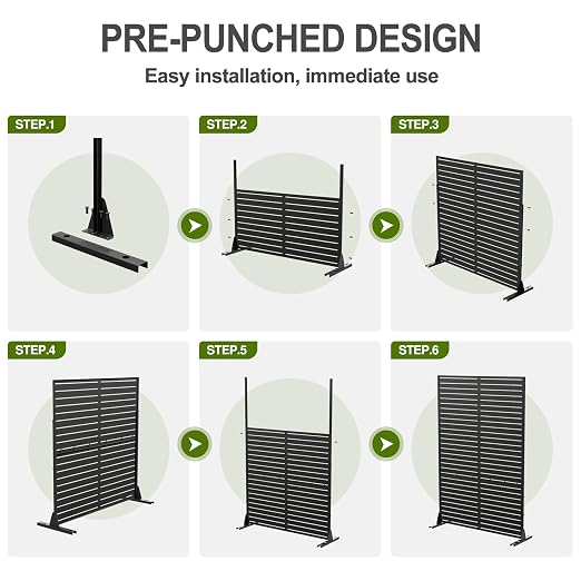 Casaphoria 72" H x 47" W Metal Outdoor Privacy Screen, Freestanding Decorative - Image 6