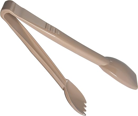 Tongs, 9-Inch Beige Plastic Salad Tongs, Pack of 12
