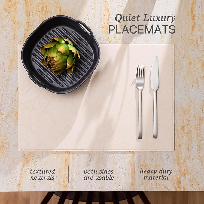 Faux Leather Placemats Set of 4 Vinyl Washable Wipeable Table Mats - Image 2