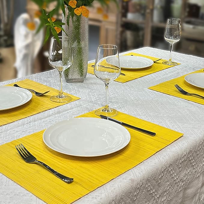 ANDSTAR Set of 8 Pcs Bamboo Placemats Natural Anti-Slip Bamboo Placemats - Image 6