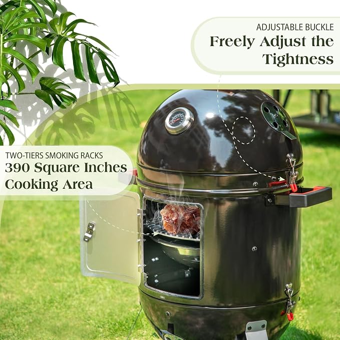 Sophia & William 18-Inch Vertical Charcoal Smokers BBQ Grills - Image 4
