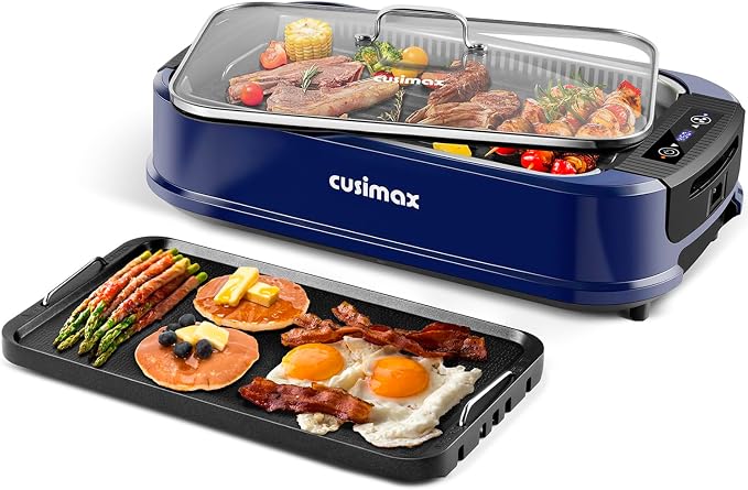 Smokeless Grill, CUSIMAX 1500W Indoor Grill, Electric Grill Griddle by CUSIMAX