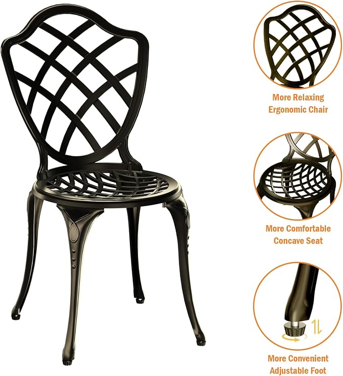 3 Piece Patio Bistro Set, Outdoor Bistro Table and Chairs Set of 2 w/Umbrella - Image 5