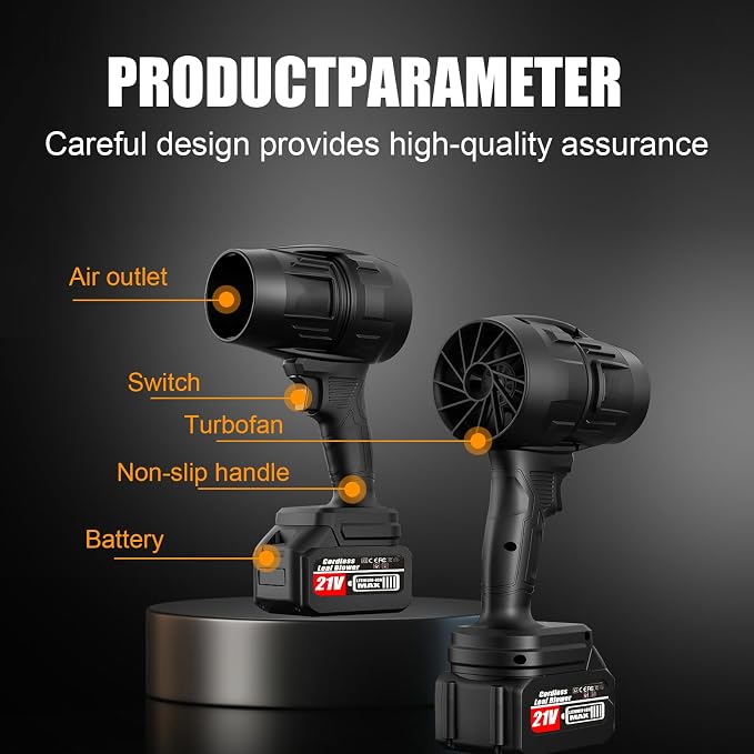 Cordless Leaf Blower with 2 x 4.0Ah Battery and Charger, 000 RPM Turbo Air Jet - Image 7