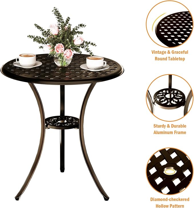 3 Piece Patio Bistro Set, Outdoor Bistro Table and Chairs Set of 2 w/Umbrella - Image 5
