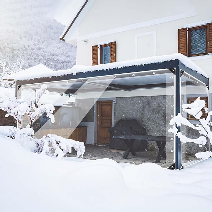 15oz Outdoor Clear Curtain, PVC Vinly Outdoor Clear Panel Curtain, Weather by Ezcasch