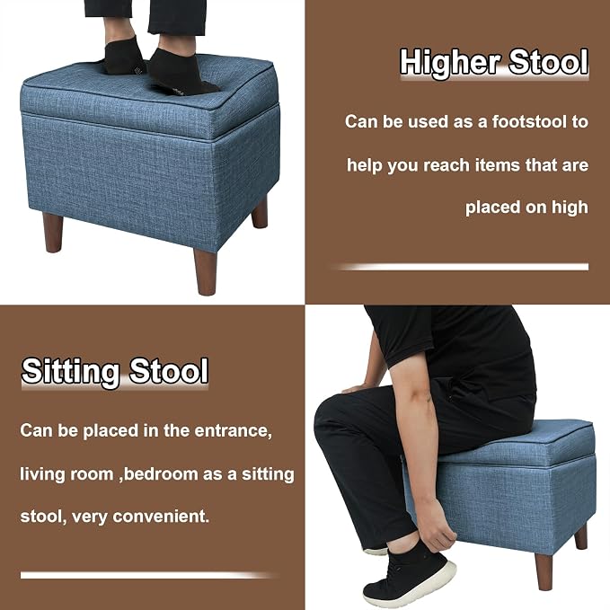 Storage Ottomans with Adjustable Cover, Soft Step Stool, Footrest and Seat - Image 7