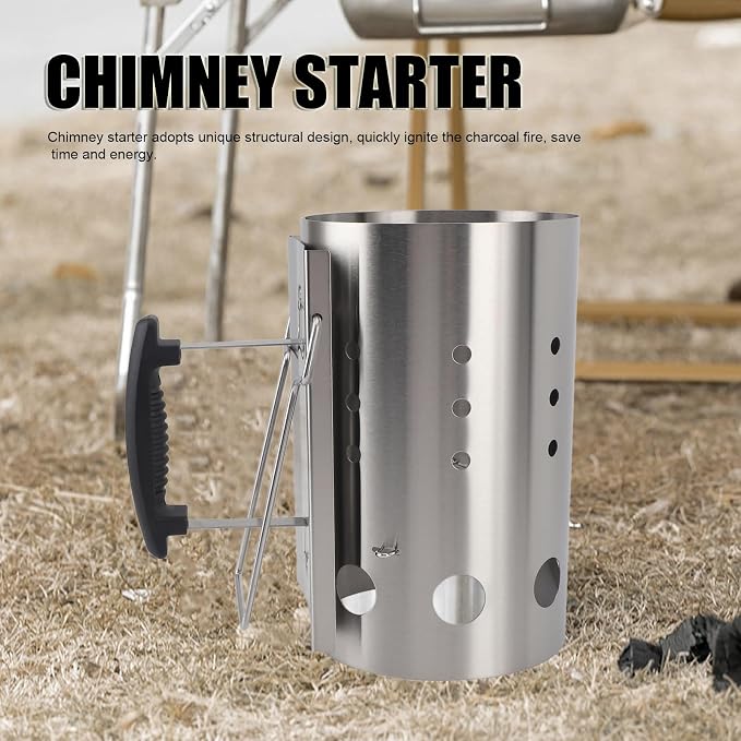Agatige Charcoal Grill Chimney Starter, Stainless Steel Portable Charcoal - Image 3