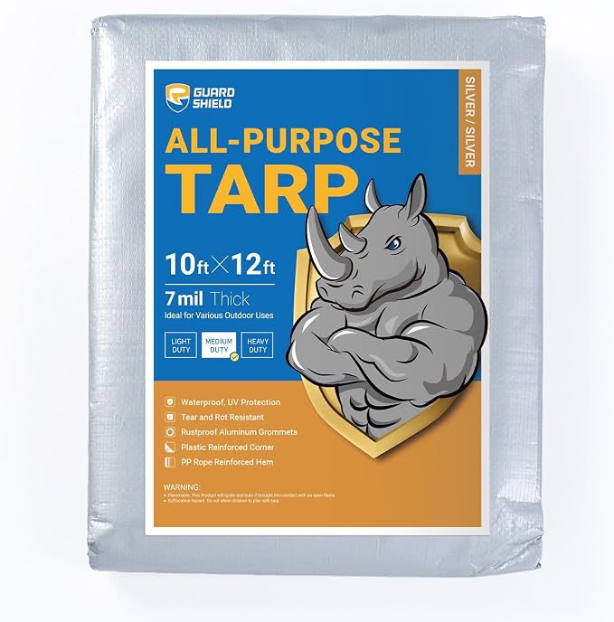 GUARD SHIELD Silver Tarp Waterproof 10x12 Feet Medium Duty All Purpose Poly by GUARDSHIELD