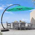 7 Piece Patio Dining Set with 11ft Patio Umbrella, 7 Gray Outdoor HDPE Dining by Unknown