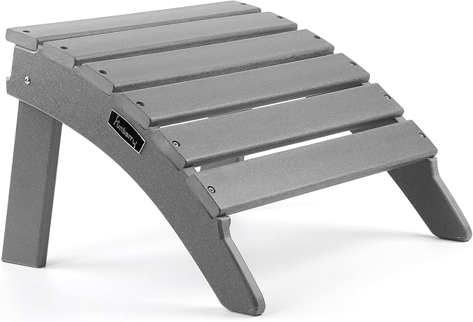 FUNBERRY Folding Adirondack Ottoman, HDPE All Weather Outdoor Foot Rest by FUNBERRY