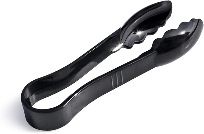 Serving Tongs, Black Plastic, 6 Inch, Set of 12