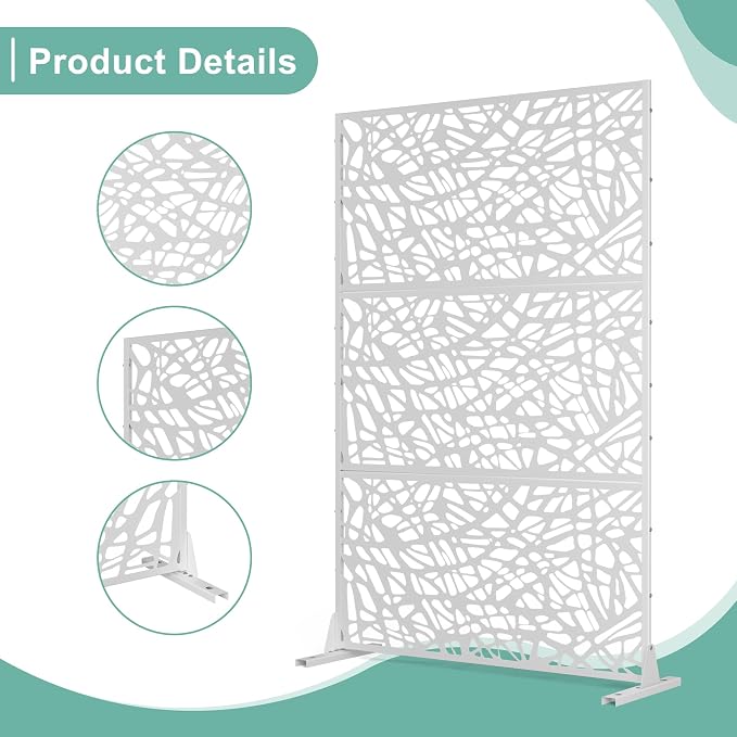 Metal Privacy Screen for Outdoor & Indoor Use, Free Standing Privacy Screen for - Image 4