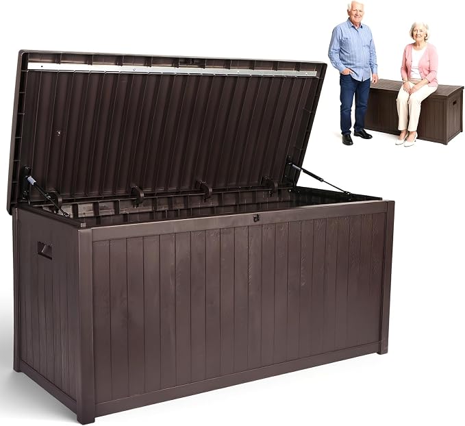 ETOYA Extra Wide Deck Box with Seat, Large Lockable Outdoor Storage Bench by Unknown