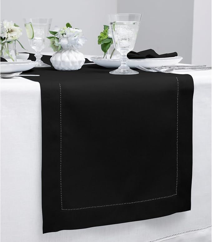 Solino Home Linen Black Table Runner 36 Inches - Image 2