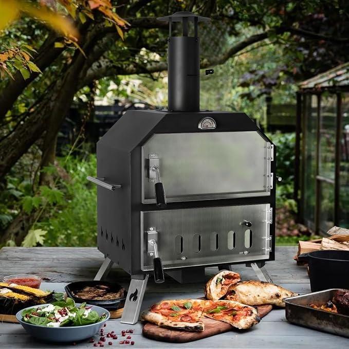 12’’ Outdoor Pizza Oven Wood Fired Pizza Oven Portable Patio Ovens Included - Image 8