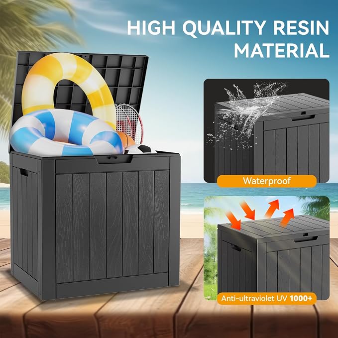 KAMABOKO 32 Gallon Outdoor Storage Box 2 Pack All-Weather Deck Box - Image 5