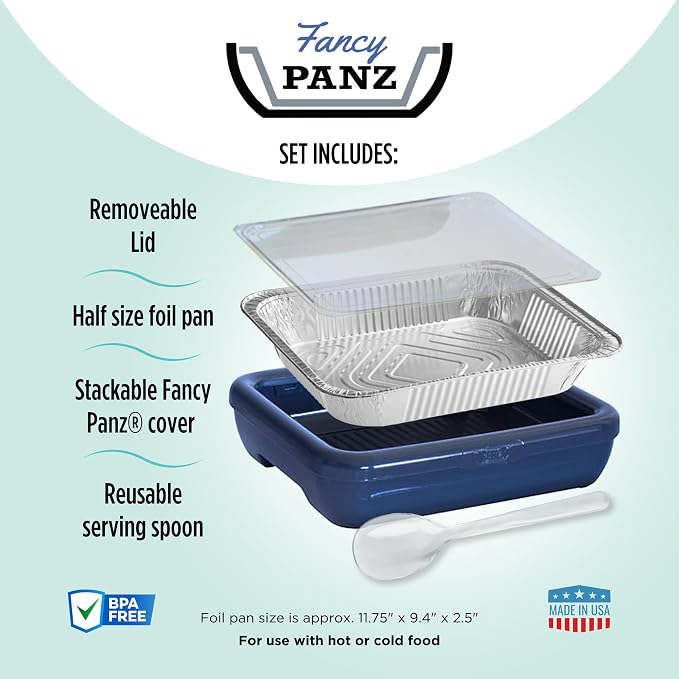 Fancy Panz - Navy Classic Aluminum Foil Pan Carrier - Elevated Food Serving - Image 3