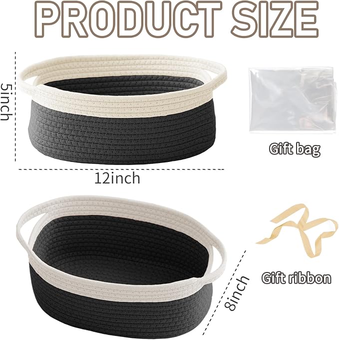 Woven Basket, Small Rope Storage Bin - Image 2