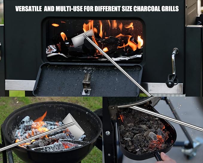 Charcoal Grill Ash Rake Hoe for Fireplace Wood Stove Pizza Oven, Stainless - Image 5