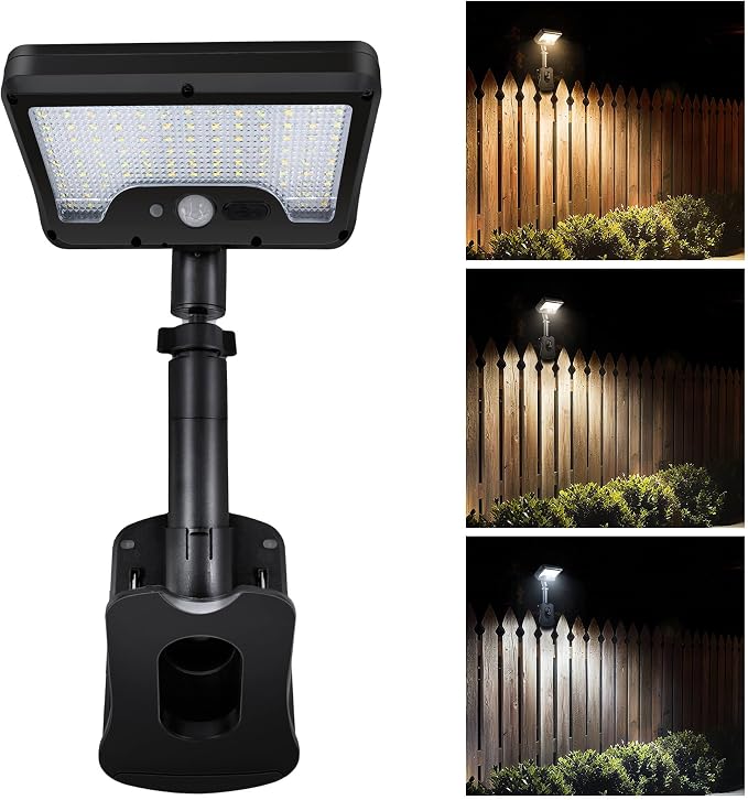 3CCT Clip On Solar Fence Lights Outdoor, Motion Sensor Fixture by Varmtalys